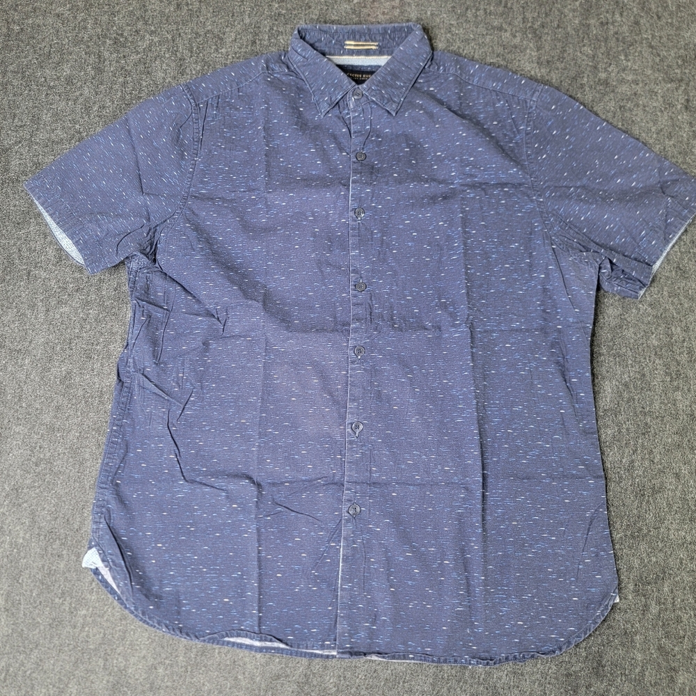 Cactus Man Ricky Singh Button Up Short Sleeve Shirt Men's Size Large Blue White